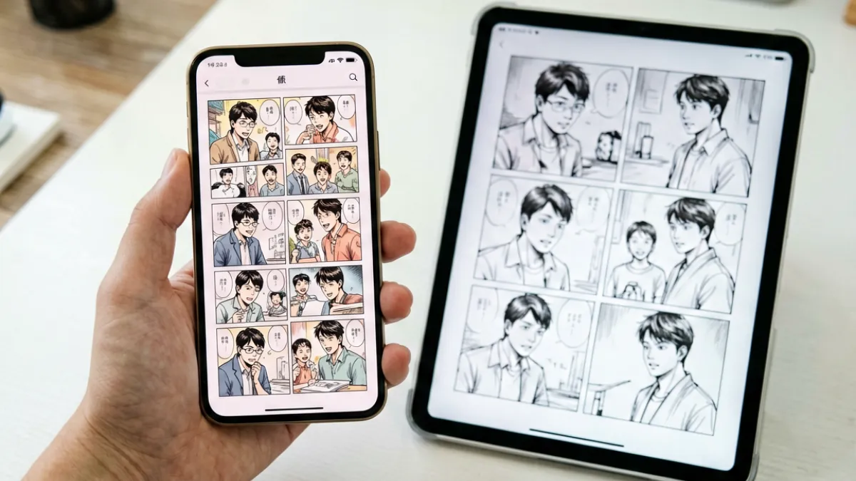 在手机和平板上打开jm天堂页面，展示其连续阅读模式与移动端适配效果